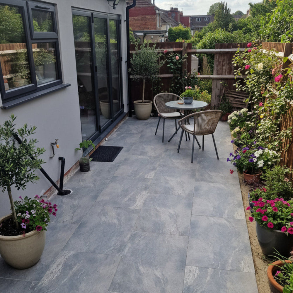 Earthcore grey porcelain outdoor tile 60cmx 90cm x20mm . Antislip