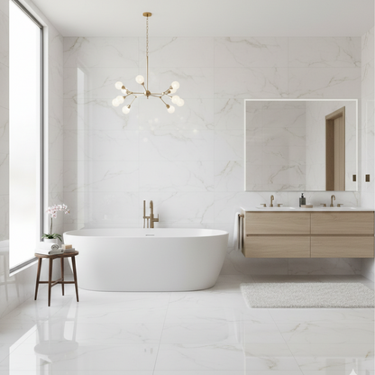 Bianco Stone white marble-like polished Indoor Porcelain tile 