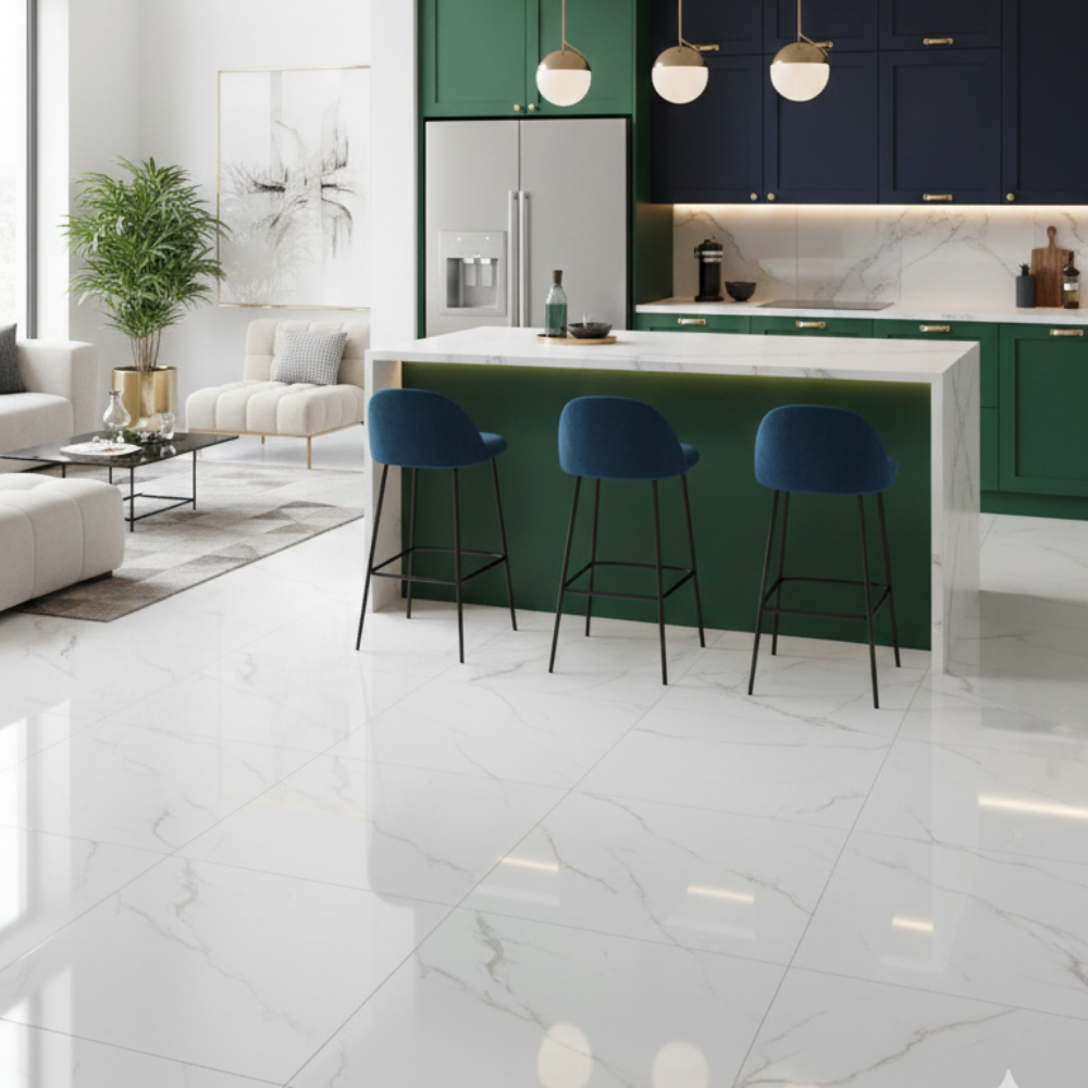 pianosa white indoor porcelain glossy tile 