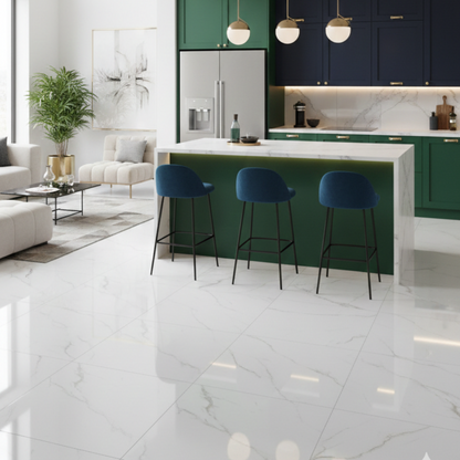 pianosa white indoor porcelain glossy tile 